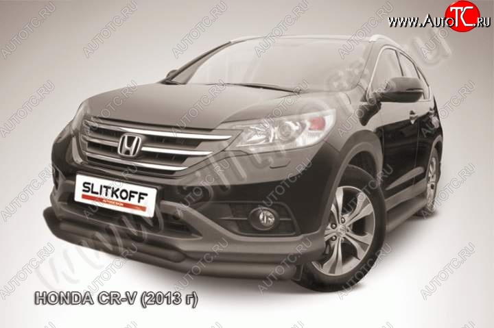 12 599 р. Защита переднего бампера из труб d76+d57 Slitkoff (двойная)  Honda CR-V  RM1,RM3,RM4 (2012-2015) дорестайлинг (Цвет: серебристый)  с доставкой в г. Набережные‑Челны