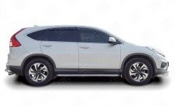 14 849 р. Защита порогов из круглой трубы диаметром 63 мм (рестайлинг) Russtal Honda CR-V RM1,RM3,RM4 дорестайлинг (2012-2015) (Защита порогов с со скосами на торцах (вариант 1))  с доставкой в г. Набережные‑Челны. Увеличить фотографию 2