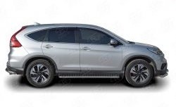 20 749 р. Широкая защита порогов Russtal Honda CR-V RM1,RM3,RM4 дорестайлинг (2012-2015) (Защита порогов с со скосами на торцах (вариант 1))  с доставкой в г. Набережные‑Челны. Увеличить фотографию 2