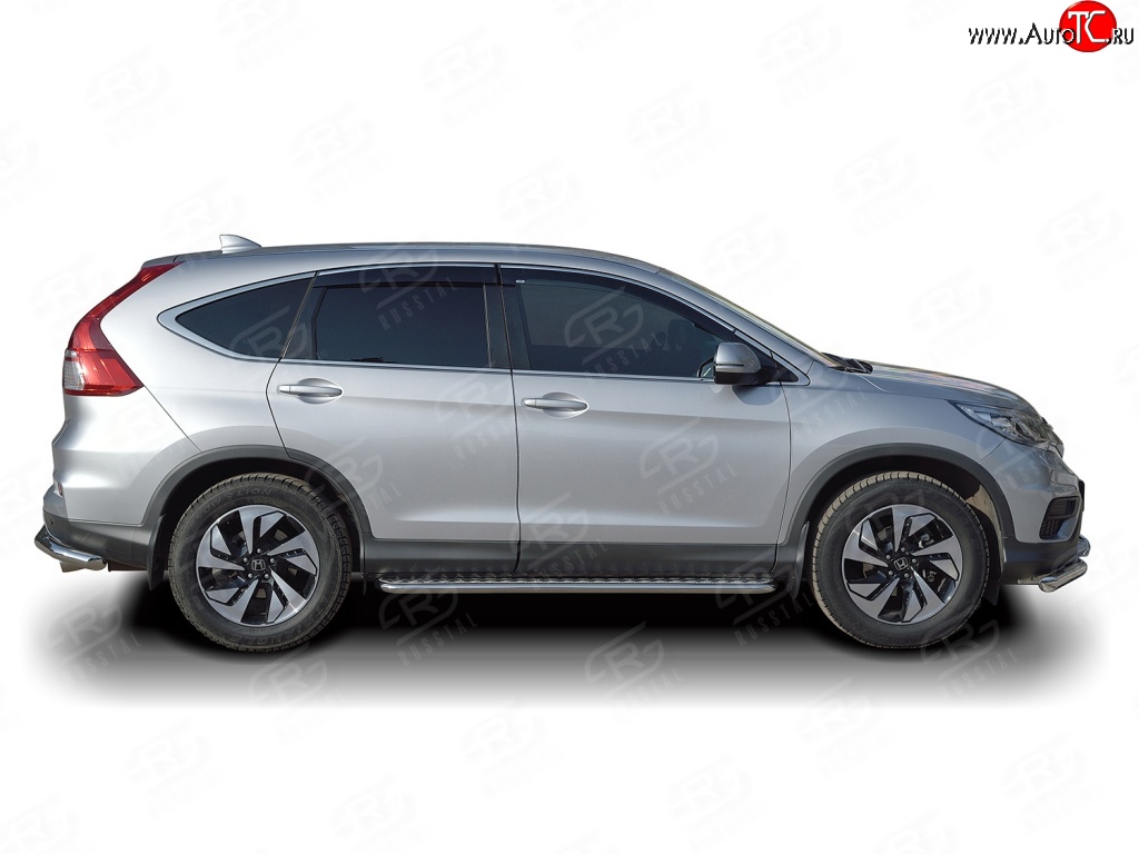 20 749 р. Широкая защита порогов Russtal Honda CR-V RM1,RM3,RM4 дорестайлинг (2012-2015) (Защита порогов с со скосами на торцах (вариант 1))  с доставкой в г. Набережные‑Челны