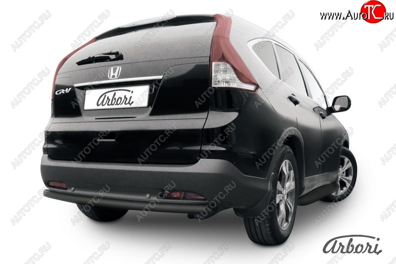 7 019 р. Защита заднего бампера Arbori (черная, 1 труба d57 mm). Honda CR-V RM1,RM3,RM4 дорестайлинг (2012-2015)  с доставкой в г. Набережные‑Челны