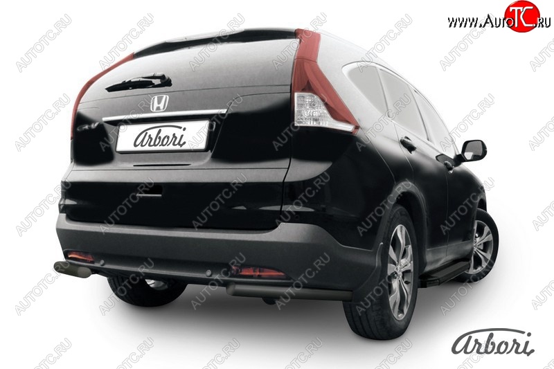 5 399 р. Защита заднего бампера Arbori (уголки, черная, 1 труба d57 mm). Honda CR-V RM1,RM3,RM4 дорестайлинг (2012-2015)  с доставкой в г. Набережные‑Челны