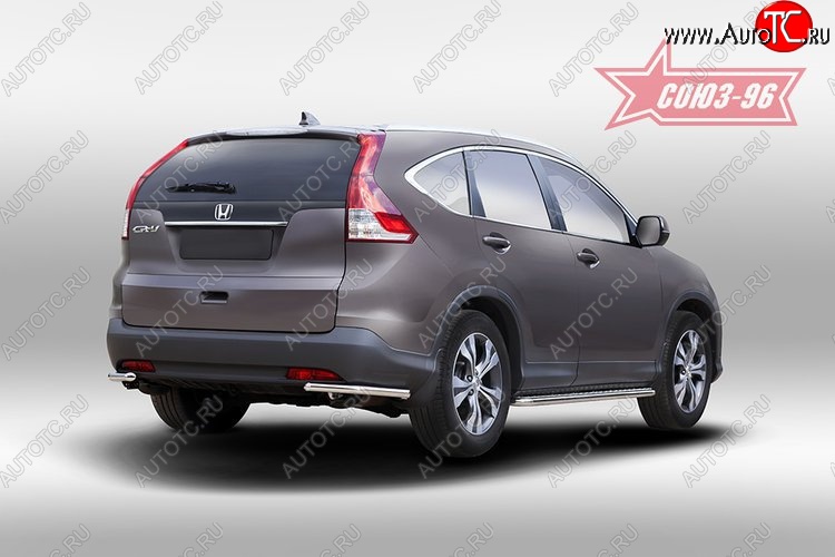 8 189 р. Защита заднего бампера из боковых уголков Souz-96 (d42) Honda CR-V RM1,RM3,RM4 дорестайлинг (2012-2015)  с доставкой в г. Набережные‑Челны