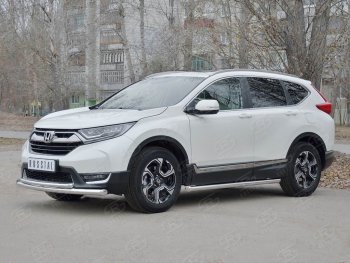 22 649 р. Защита переднего бампера (2 трубыØ63 и 42 мм, нержавейка) SLITKOFF Honda CR-V RW,RT дорестайлинг (2016-2020)  с доставкой в г. Набережные‑Челны. Увеличить фотографию 3