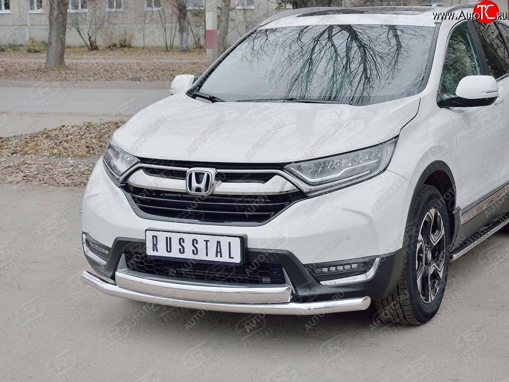 14 699 р. Защита переднего бампера (2 трубыØ63 и 75х42 мм, нержавейка) Russtal Honda CR-V RW,RT дорестайлинг (2016-2020)  с доставкой в г. Набережные‑Челны