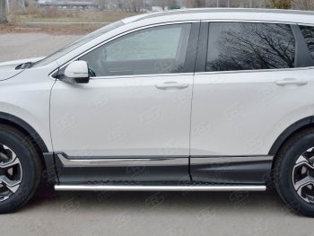 30 649 р. Защита порогов Russtal из овальной трубы d120х60 с проступью Russtal  Honda CR-V  RW,RT (2016-2020) дорестайлинг  с доставкой в г. Набережные‑Челны. Увеличить фотографию 1