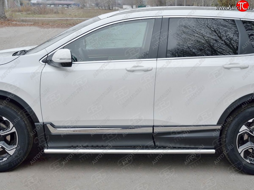 30 649 р. Защита порогов Russtal из овальной трубы d120х60 с проступью Russtal  Honda CR-V  RW,RT (2016-2020) дорестайлинг  с доставкой в г. Набережные‑Челны