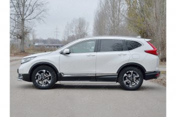 21 999 р. Защита порогов из круглой трубы диаметром 63 мм SLITKOFF v3  Honda CR-V  RW,RT (2016-2020) дорестайлинг  с доставкой в г. Набережные‑Челны. Увеличить фотографию 2