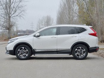 48 999 р. Широкая защита порогов из трубы диаметром 63 мм SLITKOFF v3 Honda CR-V RW,RT дорестайлинг (2016-2020)  с доставкой в г. Набережные‑Челны. Увеличить фотографию 2