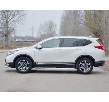 21 749 р. Защита порогов Russtal из овальной трубы d75х42 с проступью Russtal Honda CR-V RW,RT дорестайлинг (2016-2020)  с доставкой в г. Набережные‑Челны. Увеличить фотографию 2