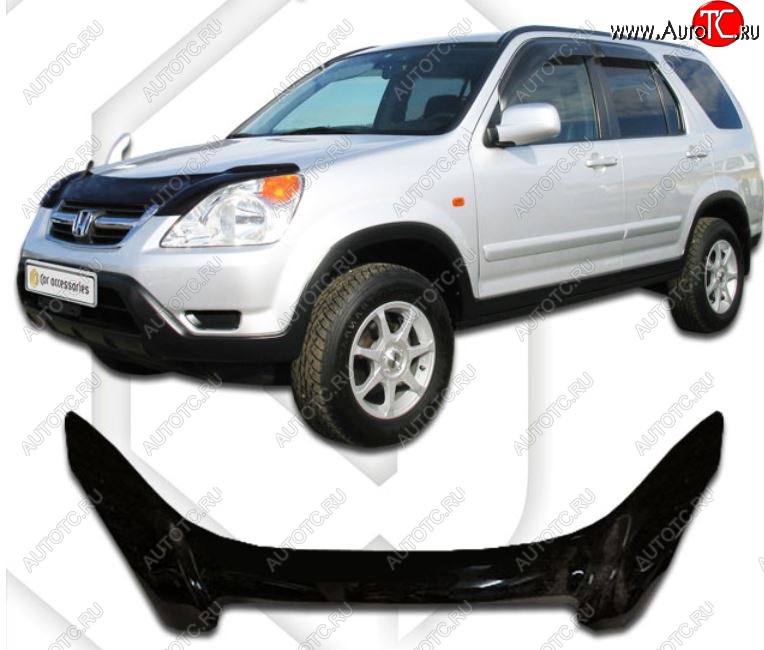 2 599 р. Дефлектор капота CA-Plastiс exclusive Honda CR-V RD4,RD5,RD6,RD7,RD9  дорестайлинг (2001-2004) (Classic черный, Без надписи)  с доставкой в г. Набережные‑Челны