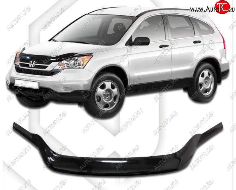 2 199 р. Дефлектор капота CA-Plastiс exclusive  Honda CR-V  RE1,RE2,RE3,RE4,RE5,RE7 (2009-2012) рестайлинг (Classic черный, Без надписи)  с доставкой в г. Набережные‑Челны