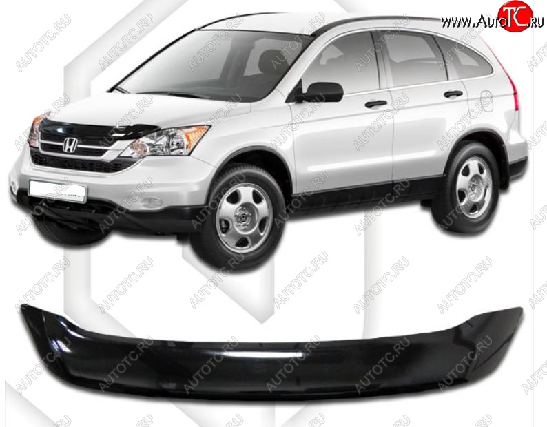 1 999 р. Дефлектор капота CA-Plastic  Honda CR-V  RE1,RE2,RE3,RE4,RE5,RE7 (2009-2012) рестайлинг (Classic черный, Без надписи)  с доставкой в г. Набережные‑Челны