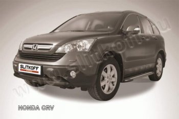 Защита переднего бампера из труб d57+d57 Slitkoff Honda (Хонда) CR-V (СР-В)  RE1,RE2,RE3,RE4,RE5,RE7 (2009-2012) RE1,RE2,RE3,RE4,RE5,RE7 рестайлинг