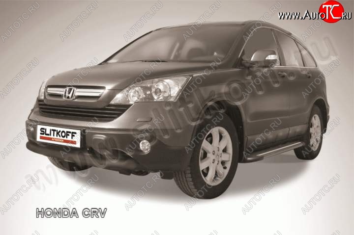 10 499 р. Защита переднего бампера из трубы d76 Slitkoff (дуга)  Honda CR-V  RE1,RE2,RE3,RE4,RE5,RE7 (2009-2012) рестайлинг (Цвет: серебристый)  с доставкой в г. Набережные‑Челны