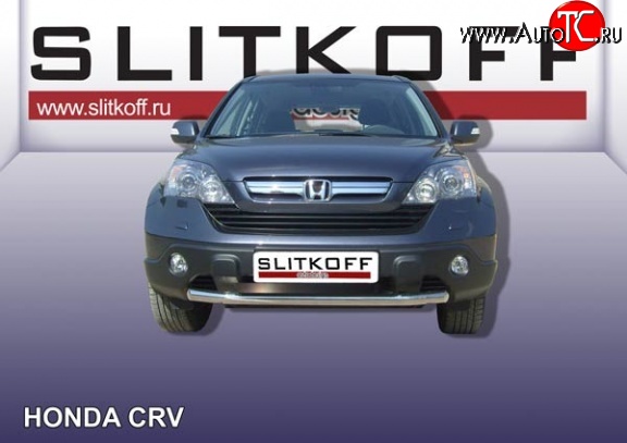 12 999 р. Одинарная защита переднего бампера из трубы диаметром 57 мм Slitkoff  Honda CR-V  RE1,RE2,RE3,RE4,RE5,RE7 (2009-2012) рестайлинг (Нержавейка, Полированная)  с доставкой в г. Набережные‑Челны