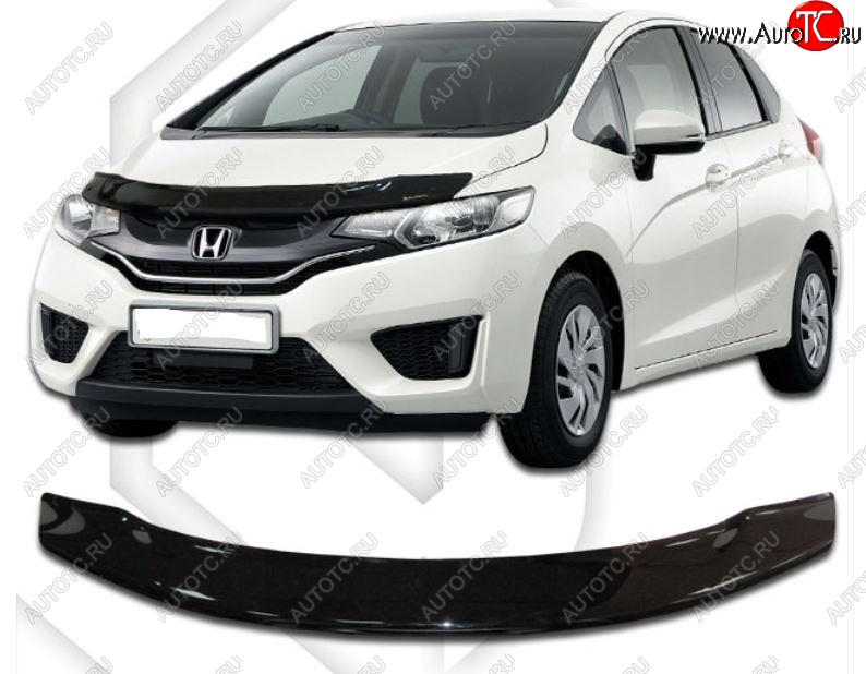 1 999 р. Дефлектор капота CA-Plastiс  Honda Fit ( GP,GK,  3,  3 GP,GK) (2013-2020)  дорестайлинг, GP,GK 1-ый рестайлинг, 2-ой рестайлинг (Classic черный, Без надписи)  с доставкой в г. Набережные‑Челны