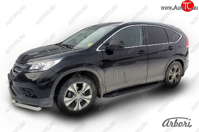 11 609 р. Порожки для ног Arbori Optima Black Honda CR-V RM1,RM3,RM4 рестайлинг (2014-2018)  с доставкой в г. Набережные‑Челны