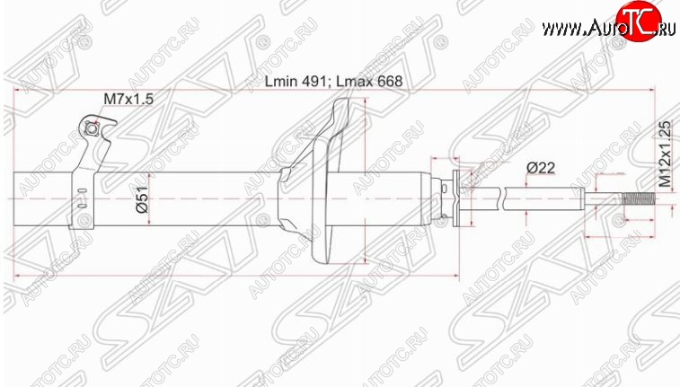 4 299 р. Левый амортизатор передний SAT  Honda HR-V ( GH1,GH2,  GH3, GH4,  GH1, GH2) (1998-2005) дорестайлинг 3 дв., дорестайлинг 5 дв., рестайлинг 3 дв., рестайлинг 5 дв.  с доставкой в г. Набережные‑Челны