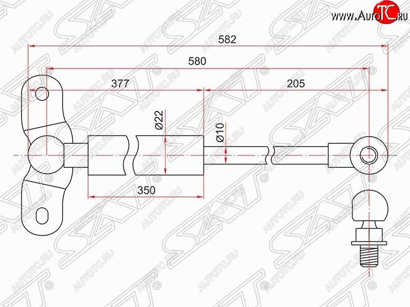 1 099 р. Левый упор крышки багажника SAT (газовый)  Honda Odyssey  2 (1999-2003)  с доставкой в г. Набережные‑Челны