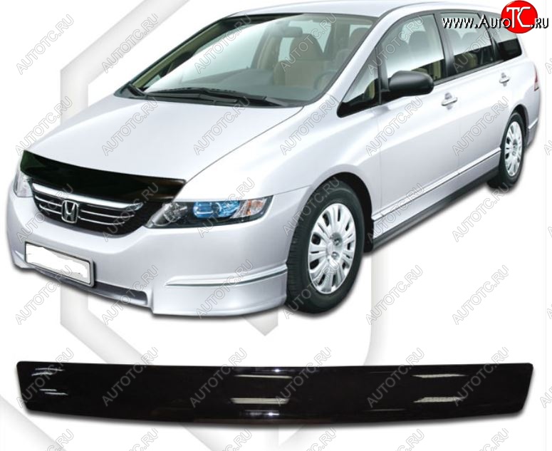 1 799 р. Дефлектор капота (RB1, RB2) CA-Plastic  Honda Odyssey  3 (2004-2008) (Classic черный, Без надписи)  с доставкой в г. Набережные‑Челны