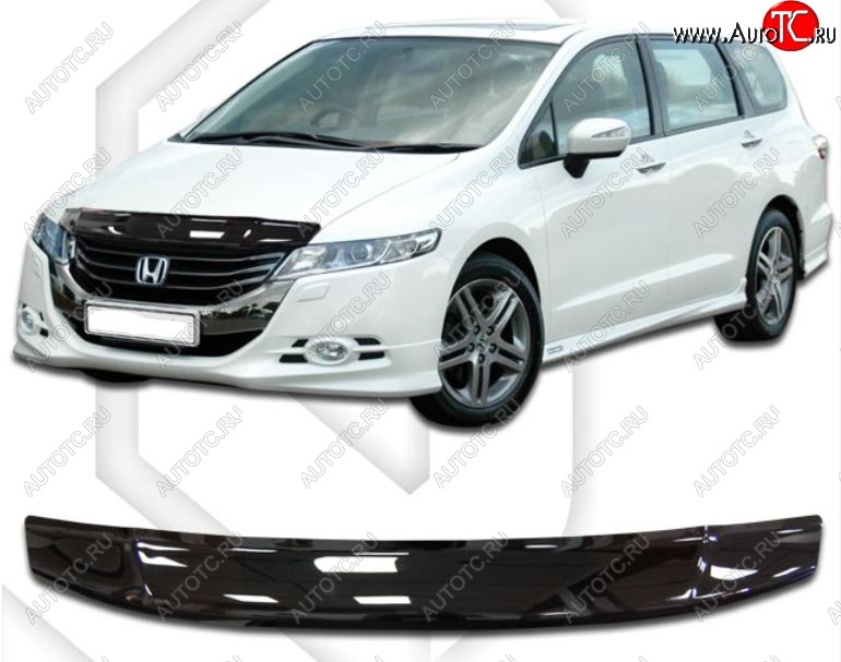 1 899 р. Дефлектор капота (RB3/RB4) CA-Plastiс  Honda Odyssey  4 (2008-2013) (Classic черный, Без надписи)  с доставкой в г. Набережные‑Челны