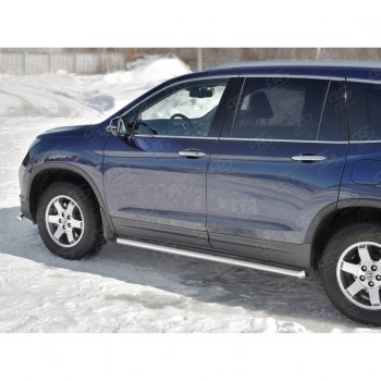 21 999 р. Пороги труба d63 SLITKOFF (вариант №1)  Honda Pilot  YF6 (2016-2019) дорестайлинг  с доставкой в г. Набережные‑Челны. Увеличить фотографию 3