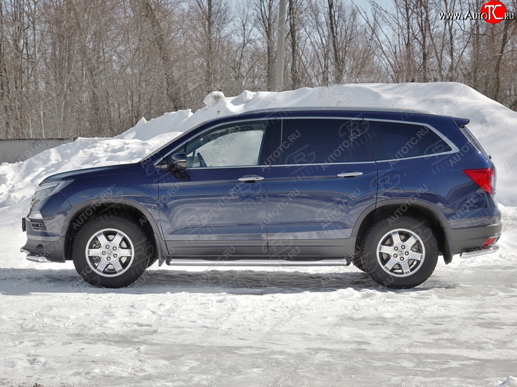 24 549 р. Пороги труба d76 с накладкой SLITKOFF (вариант №1)  Honda Pilot  YF6 (2016-2019) дорестайлинг  с доставкой в г. Набережные‑Челны