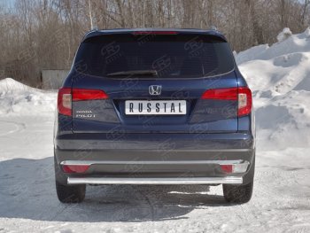 18 999 р. Защита заднего бампера (Ø63 мм, нержавейка) SLITKOFF  Honda Pilot  YF6 (2016-2019) дорестайлинг  с доставкой в г. Набережные‑Челны. Увеличить фотографию 4