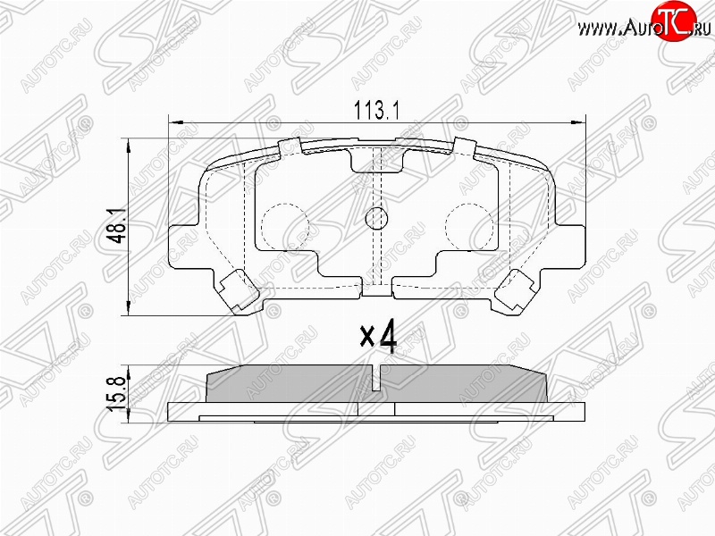 1 189 р. Комплект задних тормозных колодок SAT Honda Pilot YF4 рестайлинг (2011-2015)  с доставкой в г. Набережные‑Челны