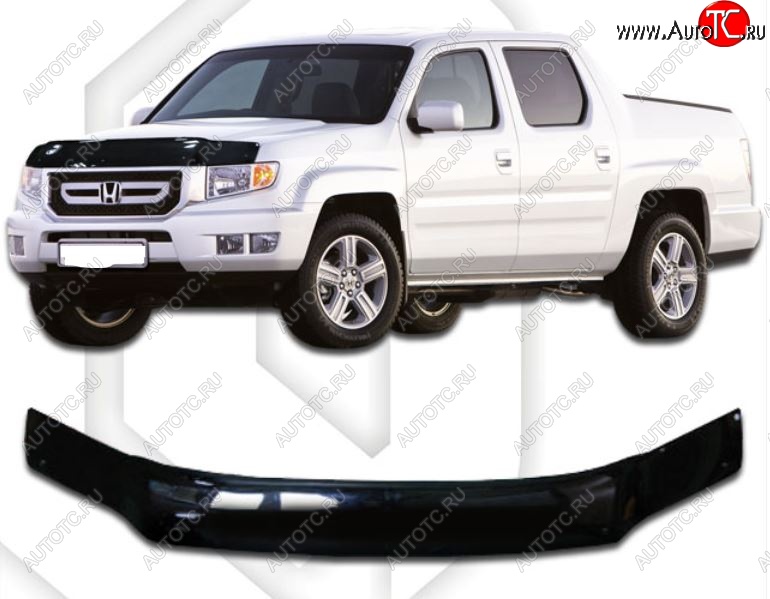 2 079 р. Дефлектор капота CA-Plastic  Honda Ridgeline  YK1 (2005-2008) дорестайлинг (Classic черный, Без надписи)  с доставкой в г. Набережные‑Челны