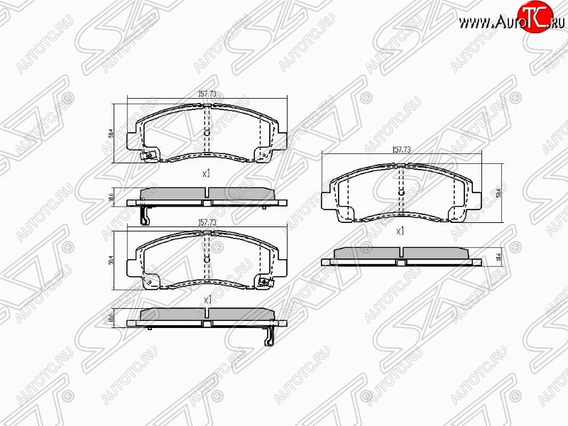 1 389 р. Колодки тормозные (передние) SAT Honda Ridgeline YK1 дорестайлинг (2005-2008)  с доставкой в г. Набережные‑Челны