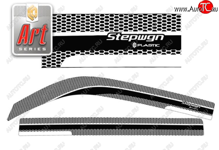 2 299 р. Дефлектора окон  StepWagon (2003-2005) RF3-RF8 CA-Plastiс  Honda StepWagon  RF3,RF4 (2003-2005) минивэн рестайлинг (Серия Art черная, Без хром.молдинга)  с доставкой в г. Набережные‑Челны