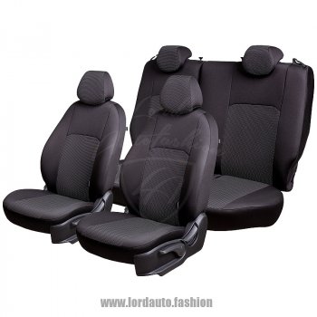 4 249 р. Чехлы для сидений Lord Autofashion Дублин (жаккард) Hyundai Accent седан ТагАЗ (2001-2012) (Черный, вставка Ёж Белый)  с доставкой в г. Набережные‑Челны. Увеличить фотографию 2