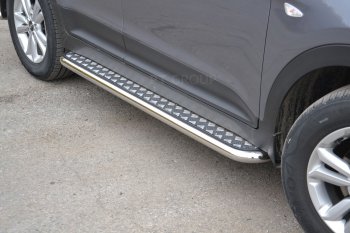 27 449 р. Порожки для ног из трубы Ø51 с алюминиевой площадкой Petroil Tuning Hyundai Creta GS рестайлинг (2019-2021) (Нержавеющая полированная сталь)  с доставкой в г. Набережные‑Челны. Увеличить фотографию 3