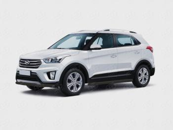 Защита переднего бампера (Ø63 мм, окрашенная) SLITKOFF Hyundai Creta GS дорестайлинг (2015-2019)  (цвет черный муар)