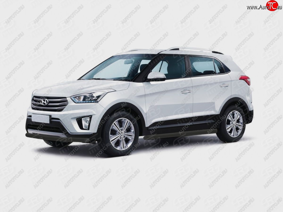 10 999 р. Защита переднего бампера (Ø63 мм, окрашенная) SLITKOFF  Hyundai Creta  GS (2015-2021) дорестайлинг, рестайлинг (цвет черный муар)  с доставкой в г. Набережные‑Челны