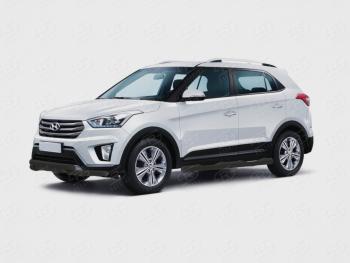 Защита порогов (Ø76 мм, с проступью) SLITKOFF Hyundai (Хюндаи) Creta (Крета)  GS (2015-2021) GS дорестайлинг, рестайлинг