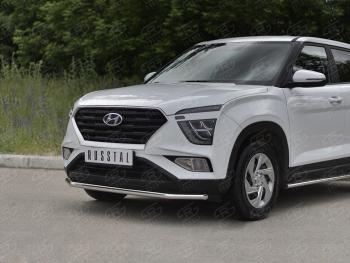 14 899 р. Защита переднего бампера (Ø42 мм, нержавейка) SLITKOFF Hyundai Creta SU (2020-2022)  с доставкой в г. Набережные‑Челны. Увеличить фотографию 2