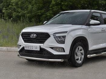 15 999 р. Защита переднего бампера (Ø63 мм, нержавейка) SLITKOFF Hyundai Creta SU (2020-2022)  с доставкой в г. Набережные‑Челны. Увеличить фотографию 2