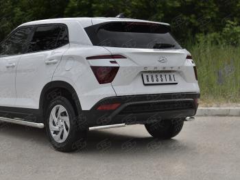 12 999 р. Защита заднего бампера (Ø42 мм, уголки, нержавейка) SLITKOFF  Hyundai Creta  SU (2020-2022)  с доставкой в г. Набережные‑Челны. Увеличить фотографию 2