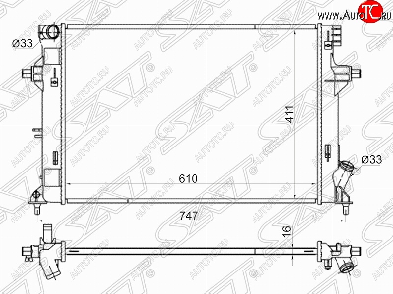9 549 р. Радиатор двигателя SAT Hyundai Elantra AD дорестайлинг (2016-2019)  с доставкой в г. Набережные‑Челны