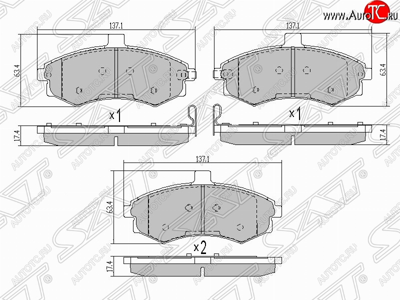 999 р. Колодки тормозные SAT (передние)  Hyundai Elantra  XD (2000-2003) седан дорестайлинг  с доставкой в г. Набережные‑Челны