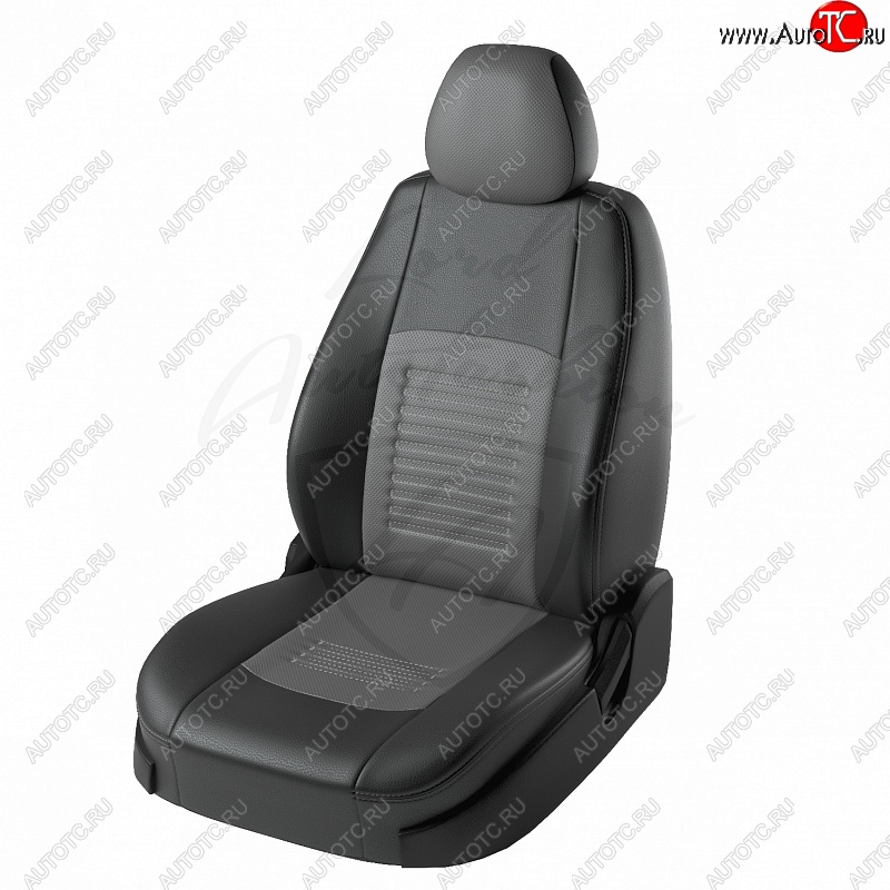 9 449 р. Чехлы для сидений Lord Autofashion Турин (экокожа) Hyundai Elantra HD (2006-2011) (Чёрный, вставка серая)  с доставкой в г. Набережные‑Челны