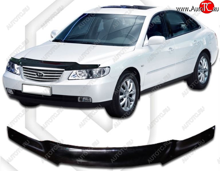 2 159 р. Дефлектор капота CA-Plastic  Hyundai Grandeur  TG (2005-2009) дорестайлинг (Classic черный, Без надписи)  с доставкой в г. Набережные‑Челны