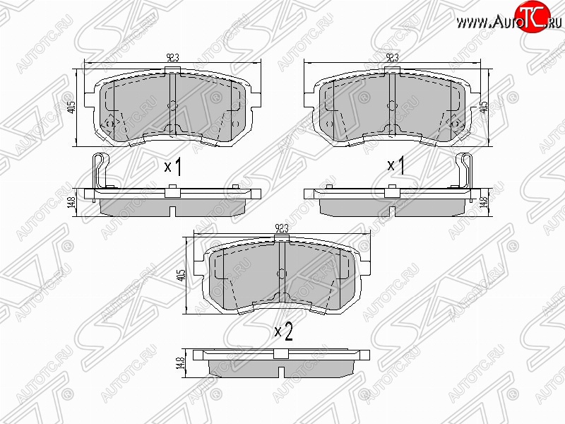 669 р. Колодки тормозные задние SAT  Hyundai i10  PA (2007-2013), KIA Picanto  1 SA хэтчбэк 5 дв. (2003-2011)  с доставкой в г. Набережные‑Челны