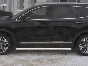 23 949 р. Пороги из трубы d63 SLITKOFF Hyundai Santa Fe TM дорестайлинг (2018-2021) (Вариант 1 (со скосами на торцах))  с доставкой в г. Набережные‑Челны. Увеличить фотографию 3