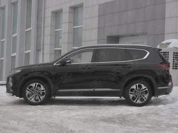 22 999 р. Пороги из трубы d42 с листом SLITKOFF Hyundai Santa Fe TM дорестайлинг (2018-2021) (Лист алюм, проф.сталь)  с доставкой в г. Набережные‑Челны. Увеличить фотографию 2