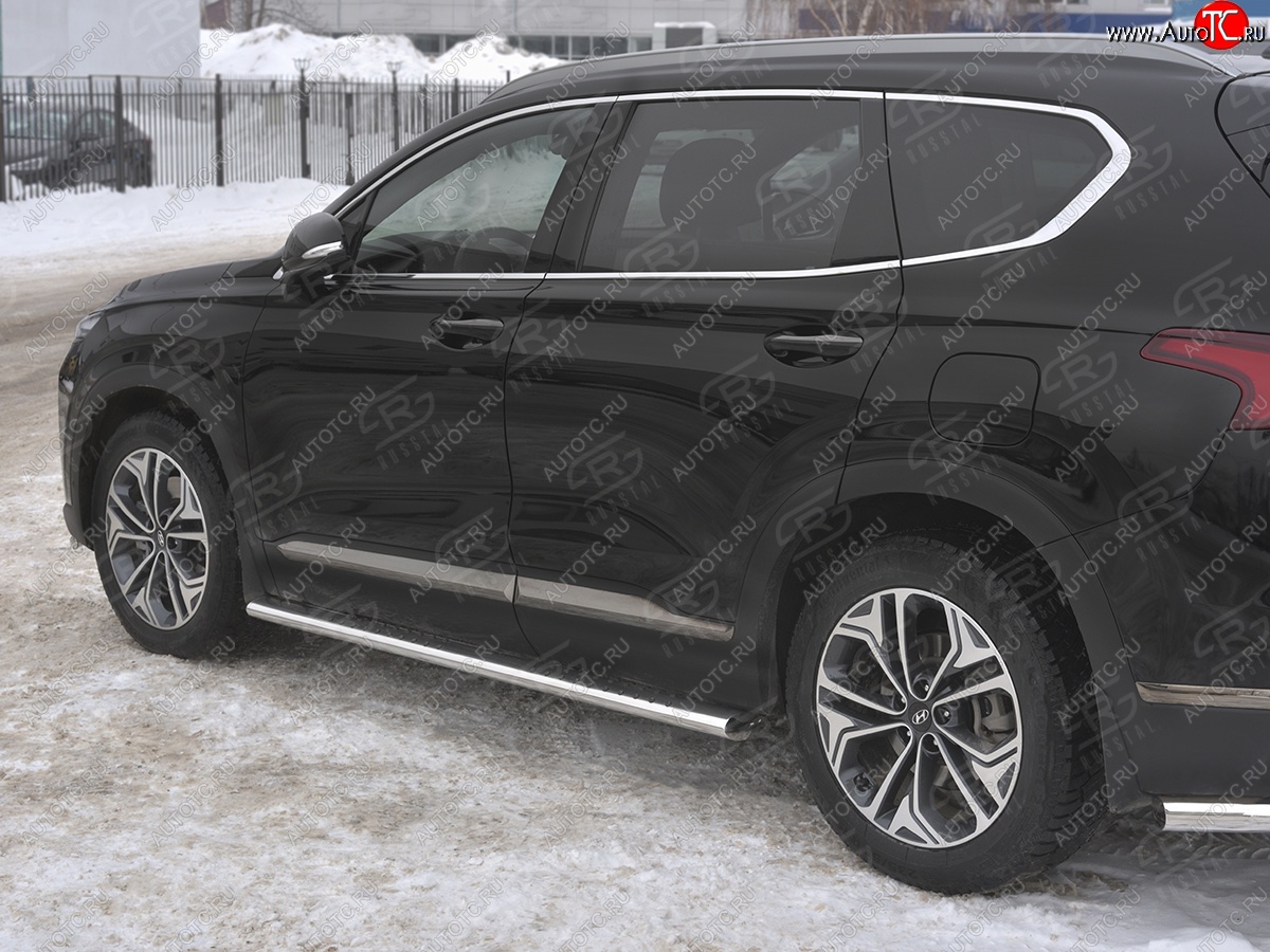 31 649 р. Пороги из трубы 120х60 овал с проступью Russtal Hyundai Santa Fe TM дорестайлинг (2018-2021)  с доставкой в г. Набережные‑Челны