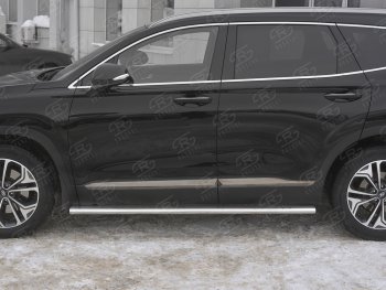 31 649 р. Пороги из трубы 120х60 овал с проступью Russtal Hyundai Santa Fe TM дорестайлинг (2018-2021)  с доставкой в г. Набережные‑Челны. Увеличить фотографию 3